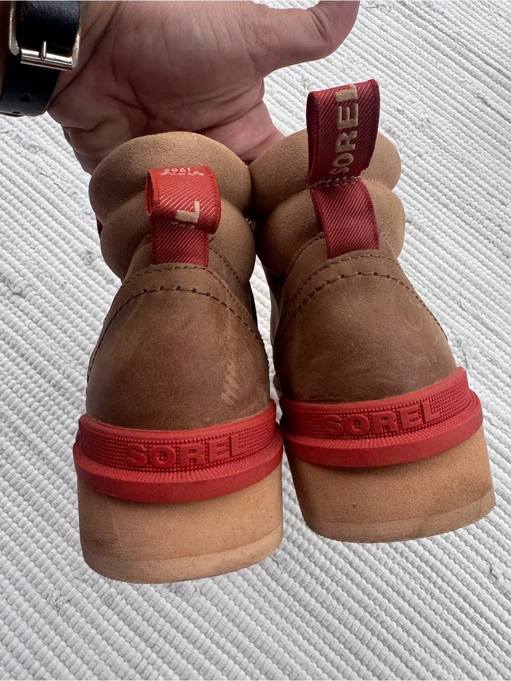 Sorel Madeline II Waterproof Leather Boots Tan Red Lace Women’s 11